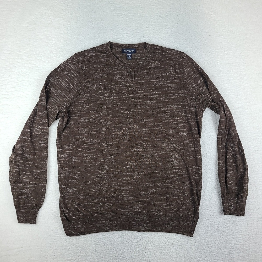 Jos A Bank Sweater Mens XL Brown Tailored Fit Crewneck Sweatshirt Cotton Blend